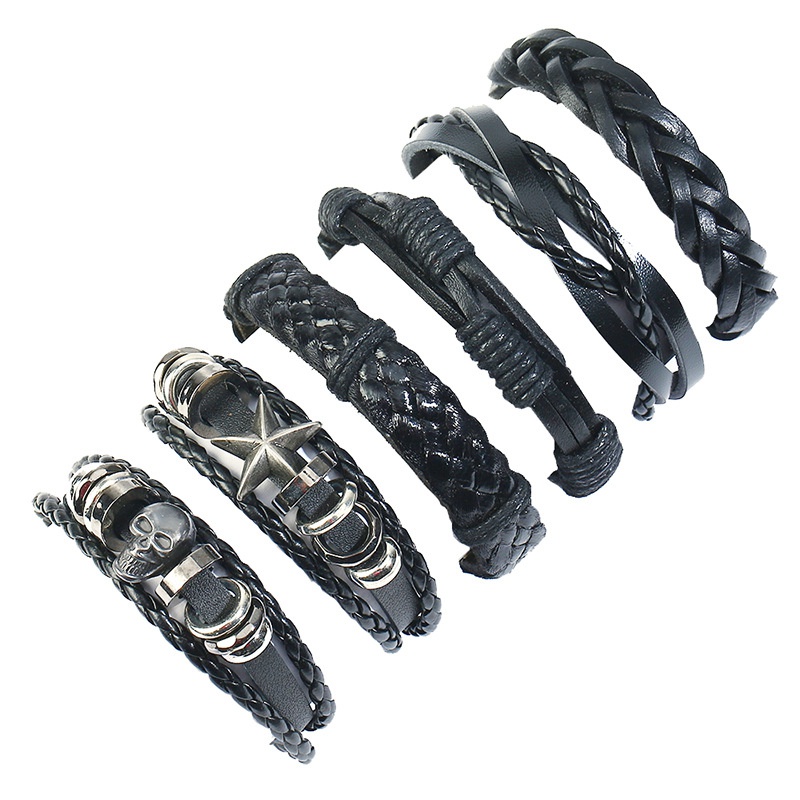 Leather Fashion Geometric bracelet  Sixpiece set NHPK2178Sixpieceset