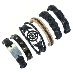 Leather Fashion Geometric bracelet  (Six-piece set) NHPK2179-Six-piece-set