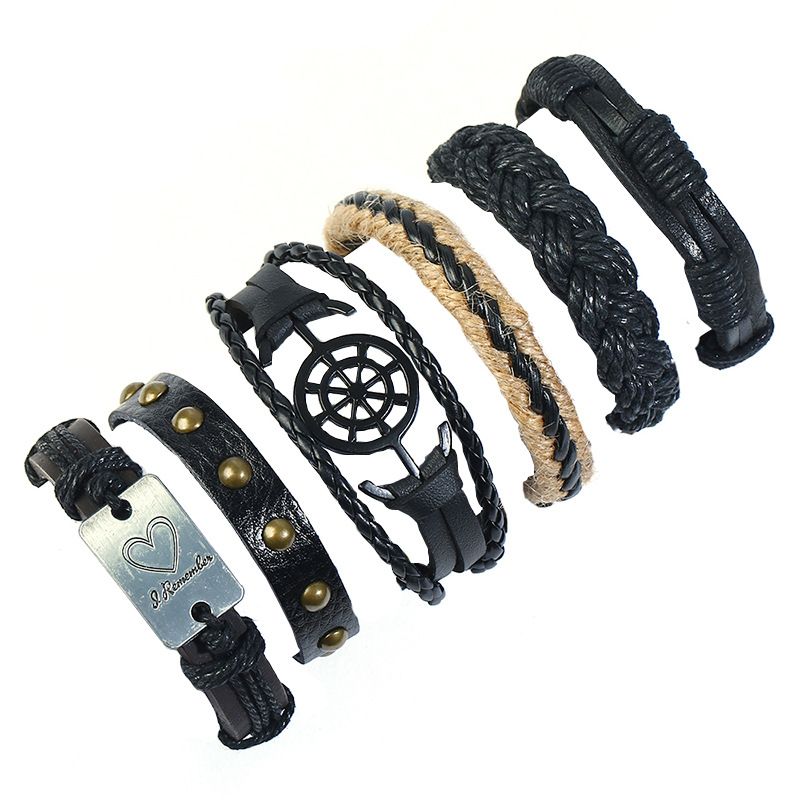 Leather Fashion Geometric bracelet  Sixpiece set NHPK2179Sixpieceset