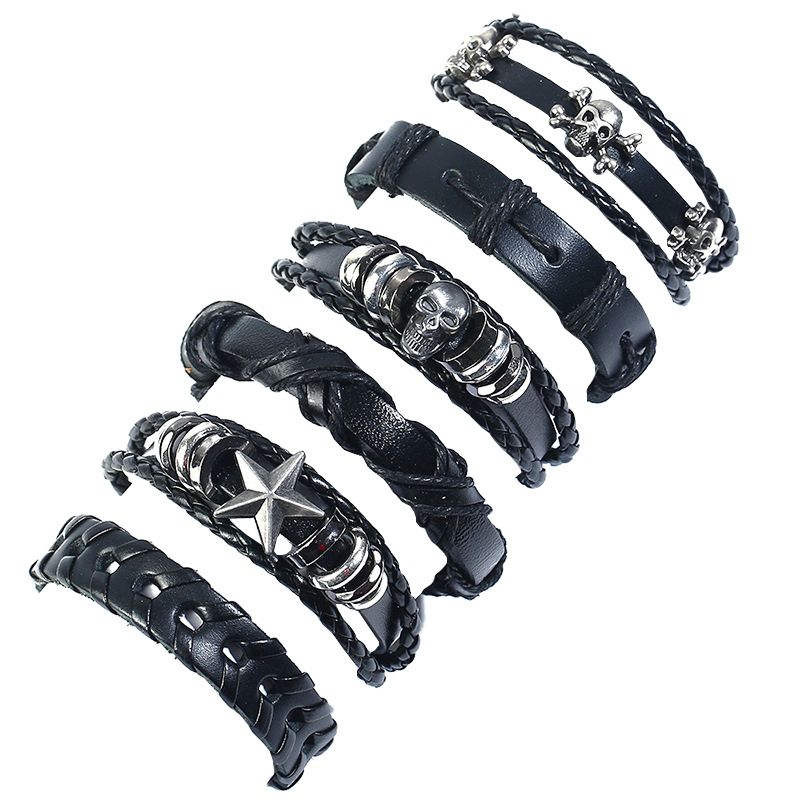 Leather Fashion Geometric bracelet  Sixpiece set NHPK2185Sixpieceset
