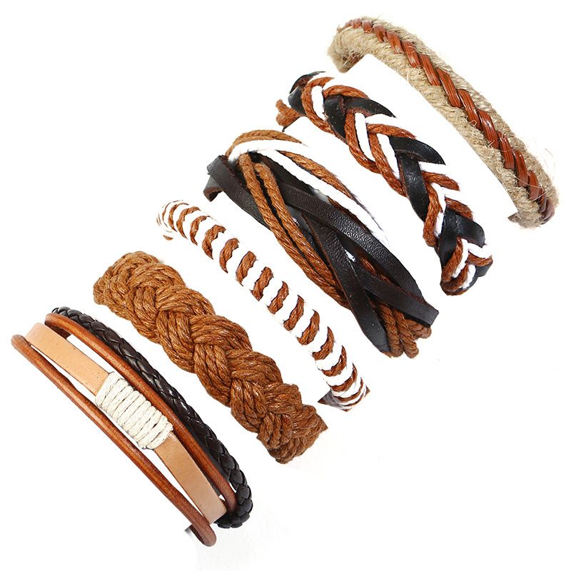 Leather Fashion Geometric bracelet  Sixpiece set NHPK2186Sixpieceset