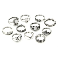EBay New Ring Set Personnalité Géométrie Gem Drop Diamant Knuckle Anneau Lotus Couronne Anneau 11-Pièces Ensemble