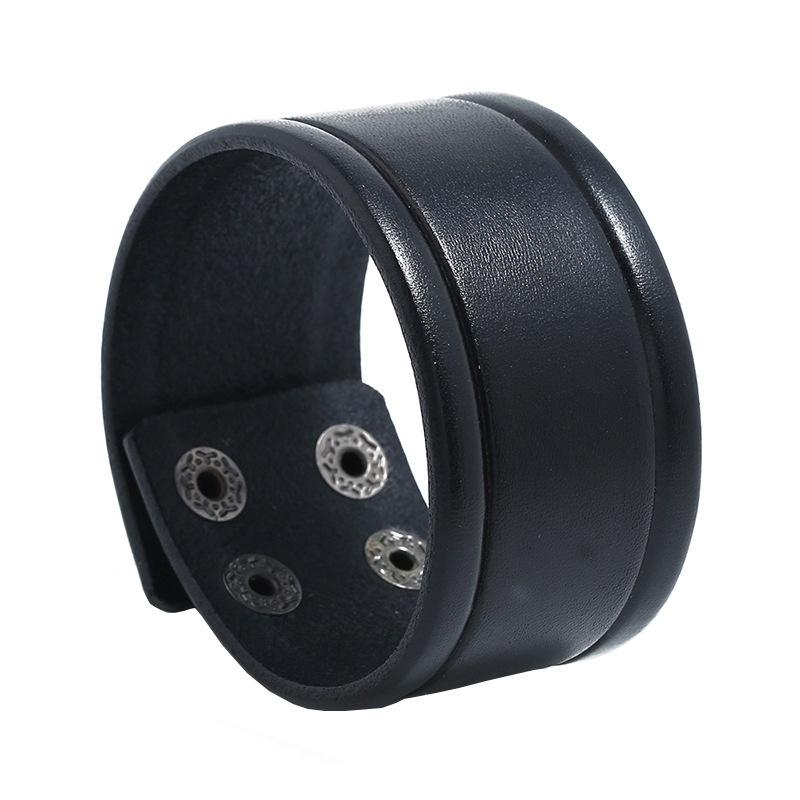Leather Fashion Geometric bracelet  black NHPK2190black