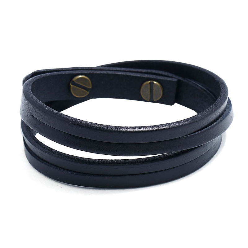 Leather Fashion Geometric bracelet  black NHPK2194black