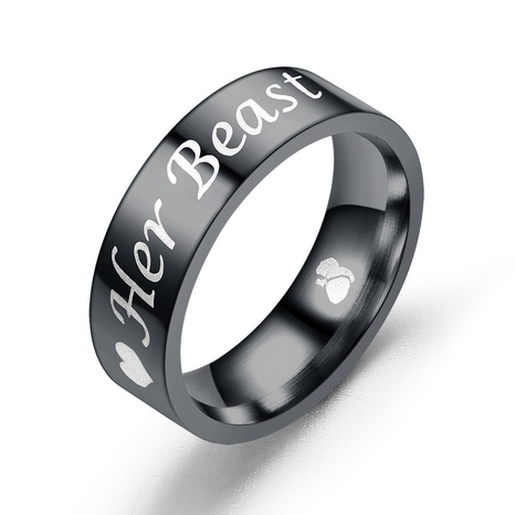 Heiß verkaufter europäischer und amerikanischer neuer Stil Schwarz Her Beast His Beaty Queen Fashion Paar Ring Ring's discount tags