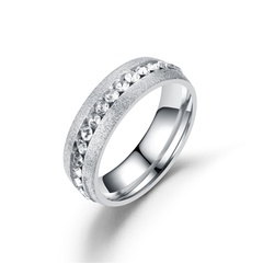 Titanium&Stainless Steel Simple Sweetheart Ring  (Steel Scrub No.-6) NHTP0016-Steel-Scrub-No-6