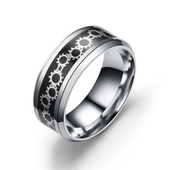 Titanium&Stainless Steel Fashion Geometric Ring  (Black bottom alloy plate - 6) NHTP0059-Black-bottom-alloy-plate-6