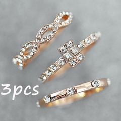 Wish neuer eingelegter Zirkon-Gelenk ring Europäischer und amerikanischer kreativer Kreuz ring voller Diamant ring 3-teiliges Set