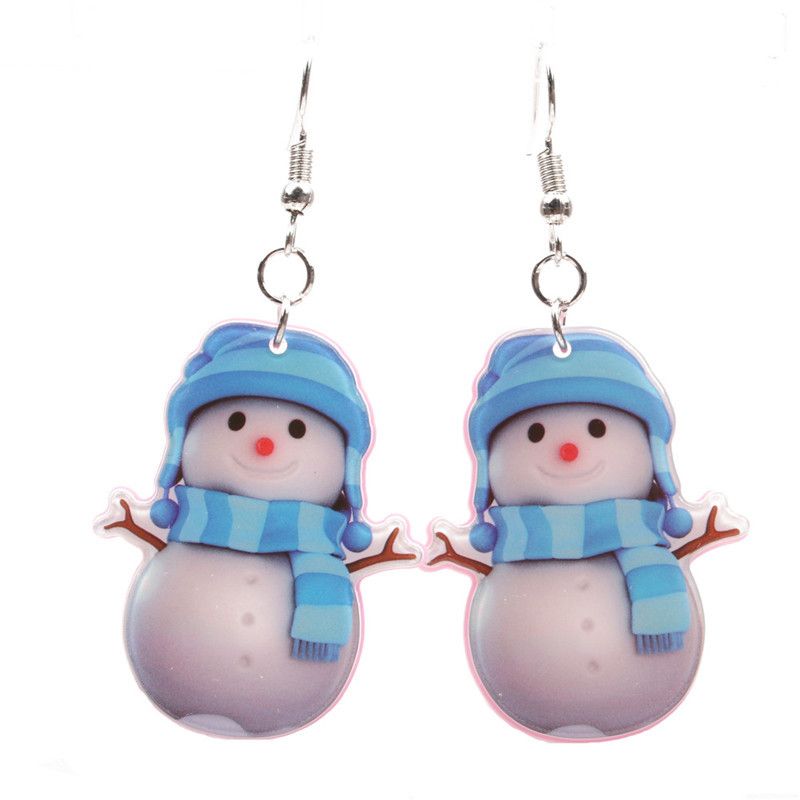 European and American New Christmas Earrings Ear Hook Wholesale Acrylic Christmas Snowman Eardrop Earring
