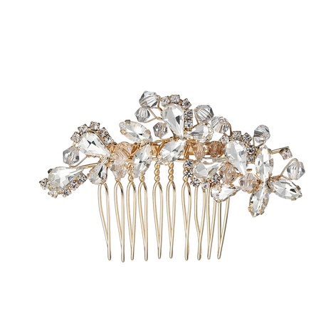 Europe and America Cross Border Bridal Ornament Vintage Hair Comb Crystal Alloy Hair Comb Wedding Dress Accessories Factory Direct Sales's discount tags