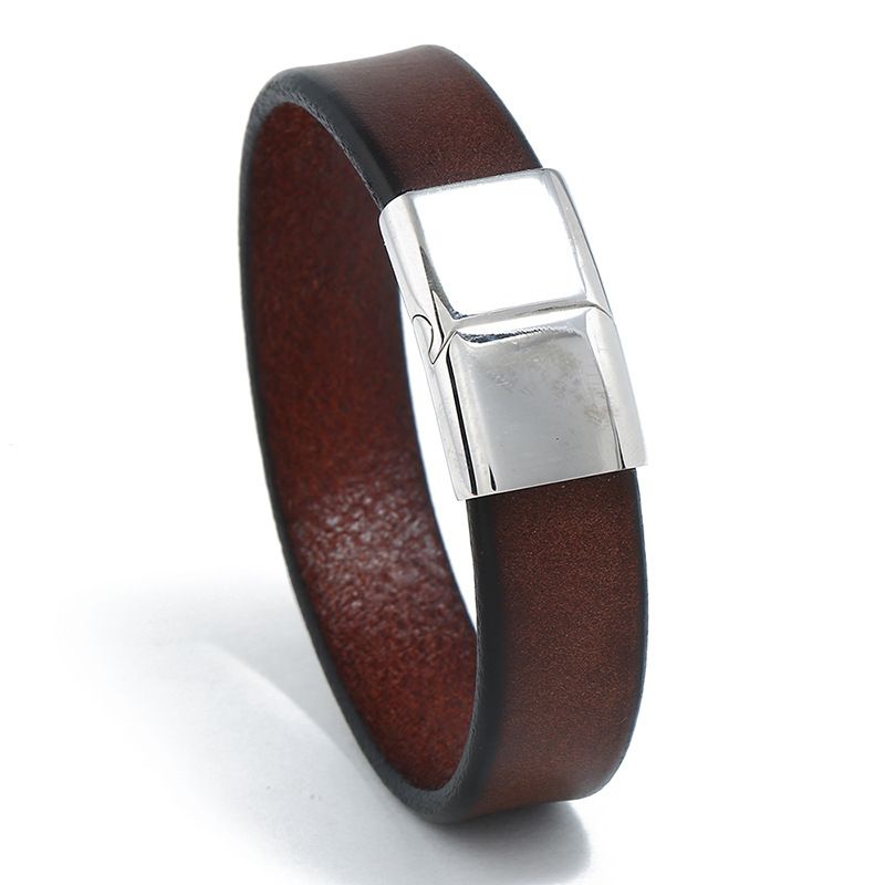 Leather Fashion Geometric bracelet  Dark brown 205CM NHPK2197Darkbrown205CM