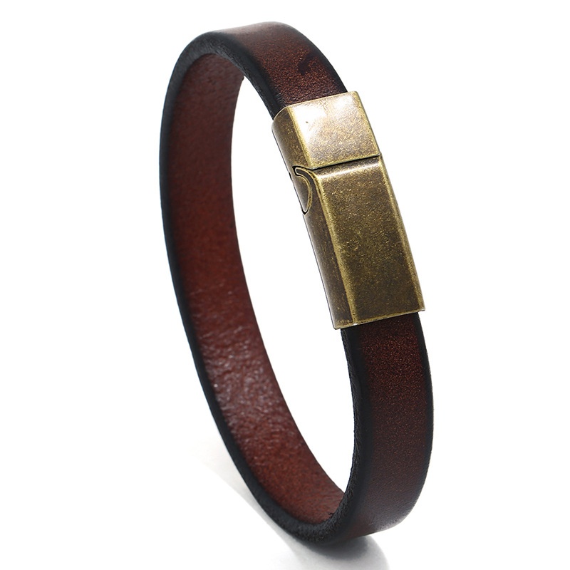 Leather Fashion Geometric bracelet  Dark brown 205CM NHPK2198Darkbrown205CM
