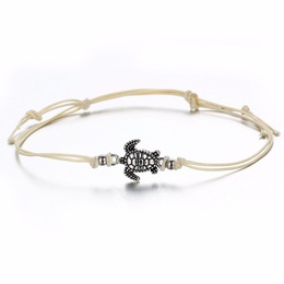 Wish CrossBorder New Arrival Vintage Wax Rope Turtle Anklet Bracelet Antique Silver ThreeColor Turtle Beach Anklet Wholesalepicture1