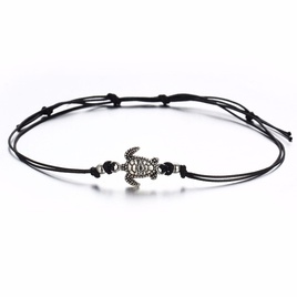 Wish CrossBorder New Arrival Vintage Wax Rope Turtle Anklet Bracelet Antique Silver ThreeColor Turtle Beach Anklet Wholesalepicture10