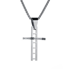 Titanium&Stainless Steel Simple Geometric necklace  (Steel color) NHHF1223-Steel-color