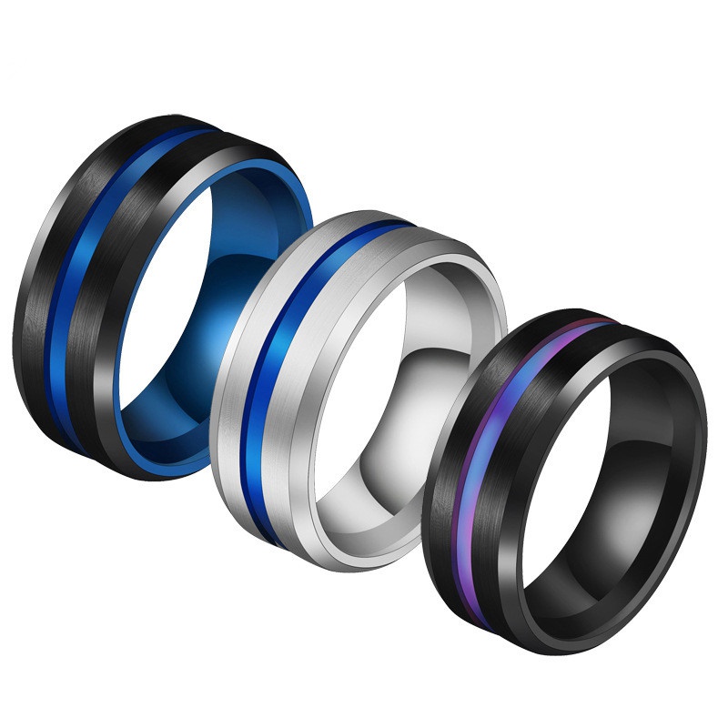 TitaniumStainless Steel Fashion Geometric Ring  Blue Steel No6 NHHF1226BlueSteelNo6