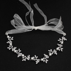 Europäische und amerikanische einfache Braut kopfschmuck Legierung Blatt weiche Kette Stirnband hand gefertigte Perlen Stirnband Hochzeits schmuck Großhandel
