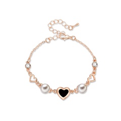 Amazon Approvisionnement Du Commerce Extérieur Romantique Amour Forme Alliage Bracelet Perle Strass Incrusté Chic Exquis Main Bijoux