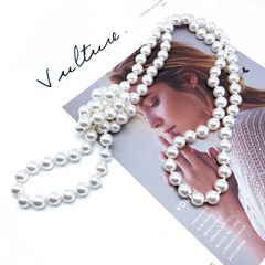 Hersteller Koreanische Mode lange geknotete Perlenkette Pullover Kette weiße runde Perlen perle Außenhandel grenz überschreitende Halskette