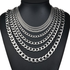 Titanium&Stainless Steel Simple Geometric necklace  (Necklace steel color 3.5mm*50cm) NHHF1246-Necklace-steel-color-3.5mm*50cm