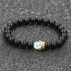 Europäischer und amerikanischer Schmuck Mondstein Vulkans tein Krone Set Paar Armband Perlen Crown Bracelet Armband