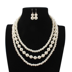 Beads Fashion Geometric necklace  (creamy-white) NHCT0369-creamy-white
