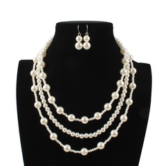 Beads Fashion Geometric necklace  (creamy-white) NHCT0370-creamy-white