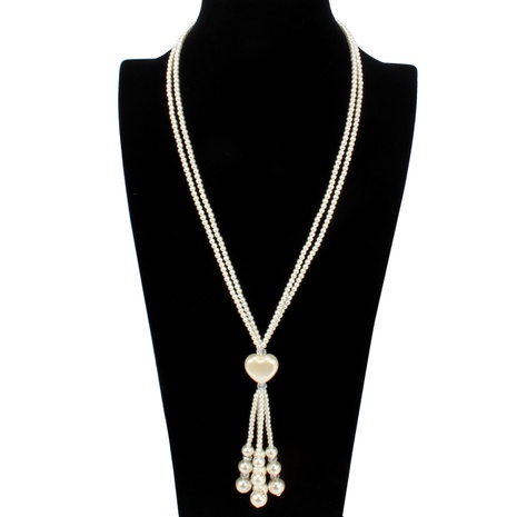 Coréenne Style Perle de Coeur de Pêche Rétro Long Pull Chaîne Bohème Collier Vêtements Accessoires Femelle F1040's discount tags