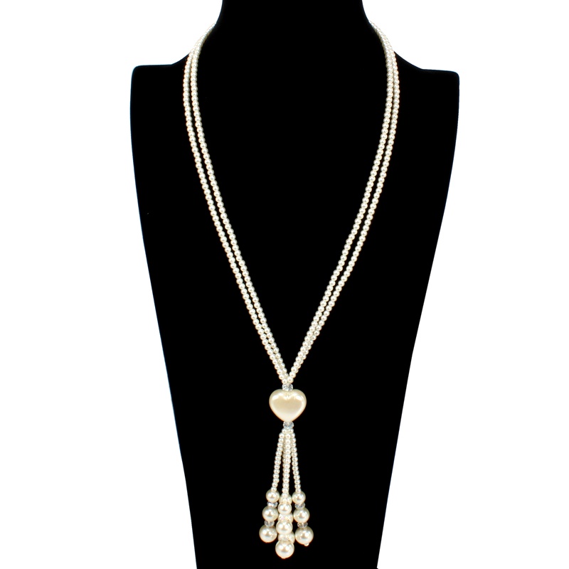 Beads Korea Sweetheart necklace  white NHCT0377white