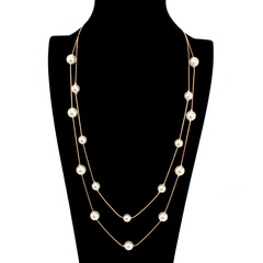 Beads Korea Geometric necklace  (White + alloy) NHCT0379-White-alloy