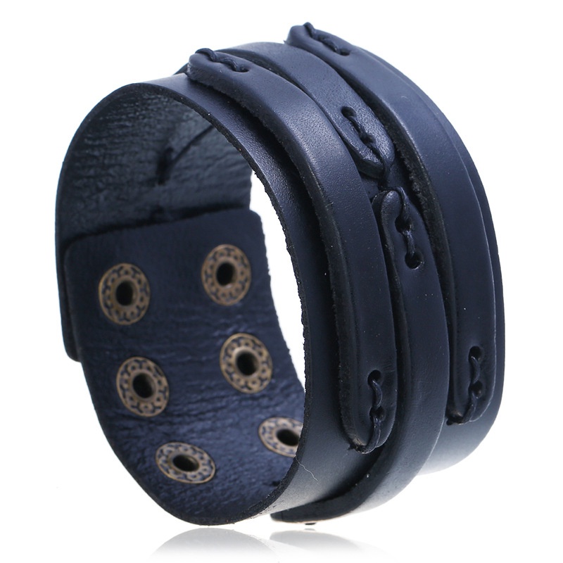 Leather Fashion Geometric bracelet  black NHPK2215black