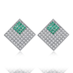 Alloy Fashion Geometric earring  (Green Platinum-T02B20) NHTM0614-Green-Platinum-T02B20