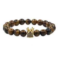 Copper Fashion Geometric bracelet  (Tiger eye alloy crown) NHYL0575-Tiger-eye-alloy-crown