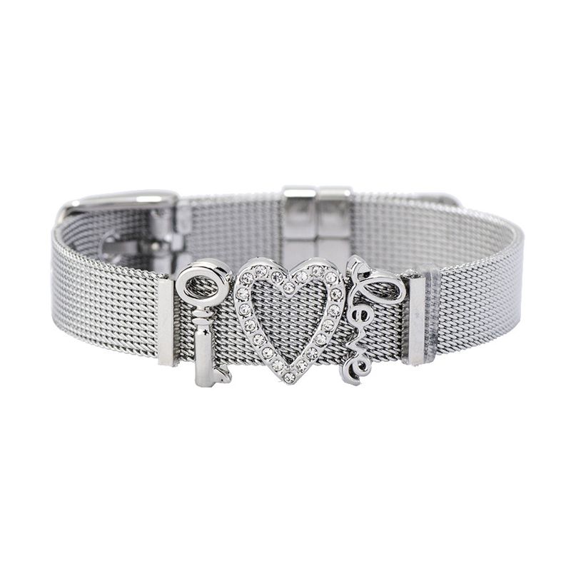 TitaniumStainless Steel Fashion Sweetheart bracelet  Steel color NHHN0373Steelcolor