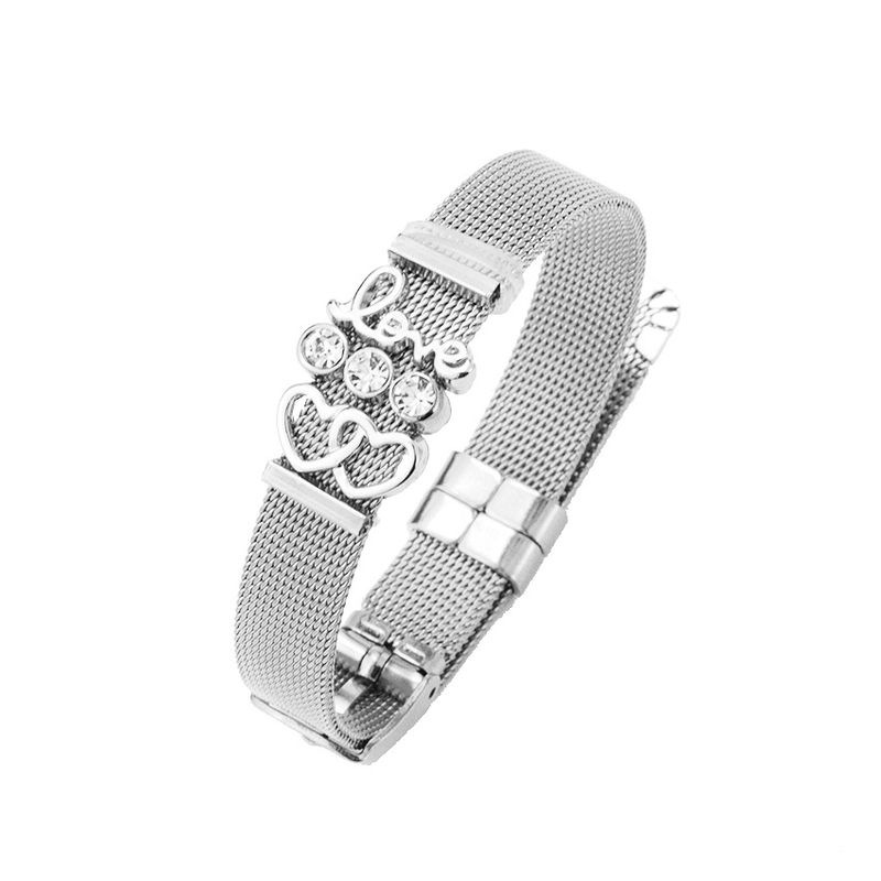 TitaniumStainless Steel Fashion Sweetheart bracelet  Steel color NHHN0376Steelcolor