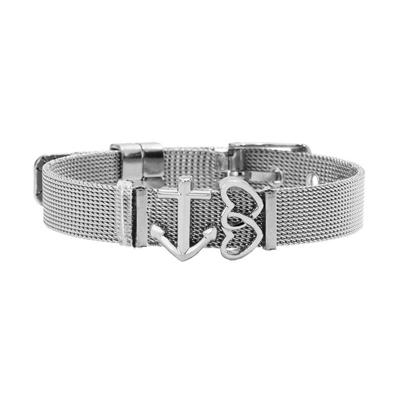 TitaniumStainless Steel Fashion Sweetheart bracelet  Steel color NHHN0377Steelcolor