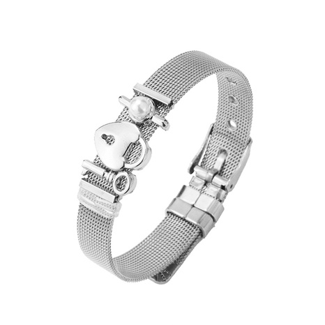 Titanium&Stainless Steel Fashion Sweetheart bracelet  (Steel color) NHHN0379-Steel-color's discount tags