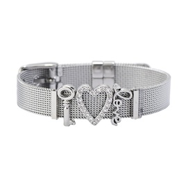 TitaniumStainless Steel Fashion Sweetheart bracelet  Steel color NHHN0373Steelcolorpicture5