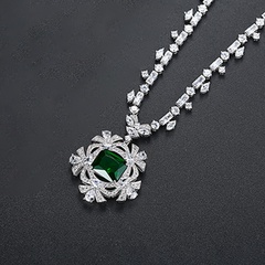 Alloy Korea Flowers necklace  (Green-T11H02) NHTM0604-Green-T11H02