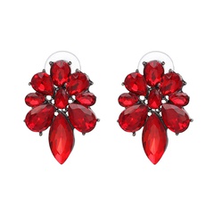 Imitated crystal&CZ Fashion Flowers earring  (red) NHJJ4322-red