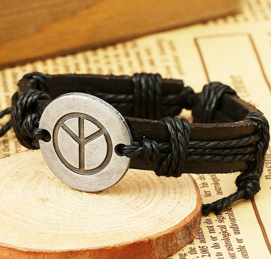 Leather Fashion Geometric bracelet  Black line NHPK1278Black line