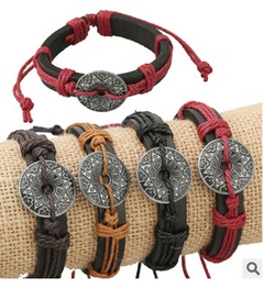 Leather Fashion Geometric bracelet  (Four colors are made) NHPK1283-Four colors are made