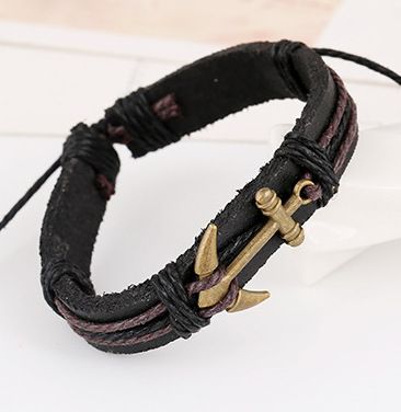Leather Fashion Geometric bracelet  black NHPK1293black