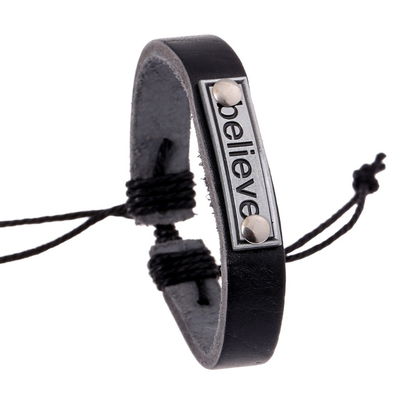 Leather Fashion Geometric bracelet  black NHPK1319black