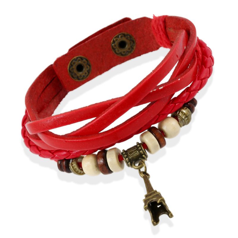 Leather Fashion Geometric bracelet  red NHPK1292red