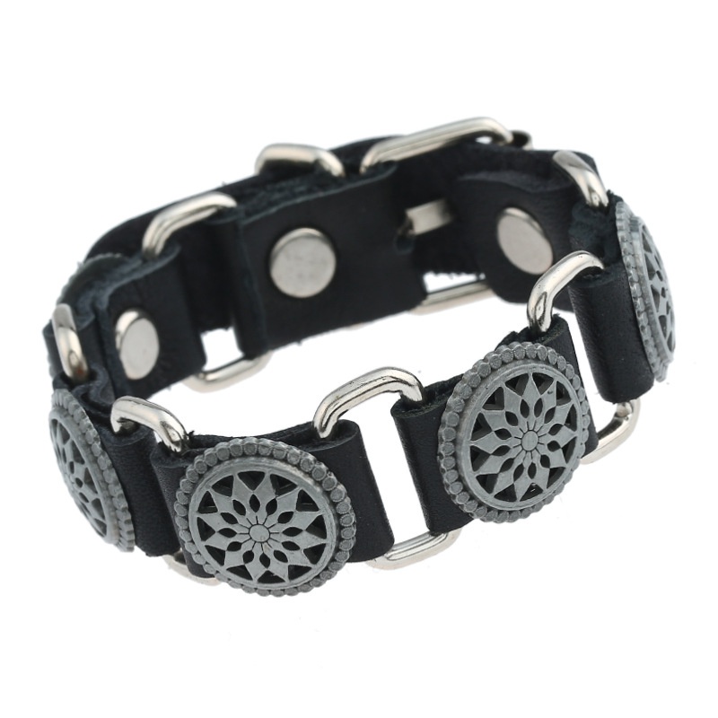 Leather Fashion Geometric bracelet  black NHPK1395black
