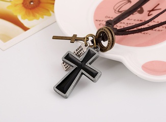 Alloy Fashion Cross necklace  (Drip black cross) NHPK1464-Drip black cross