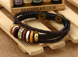 Leather Korea Geometric bracelet  (Alloy rhinestone) NHPK1451-Alloy rhinestone