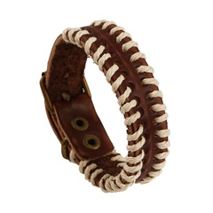 Leather Vintage Geometric bracelet  (Photo Color) NHPK1273-Photo Color
