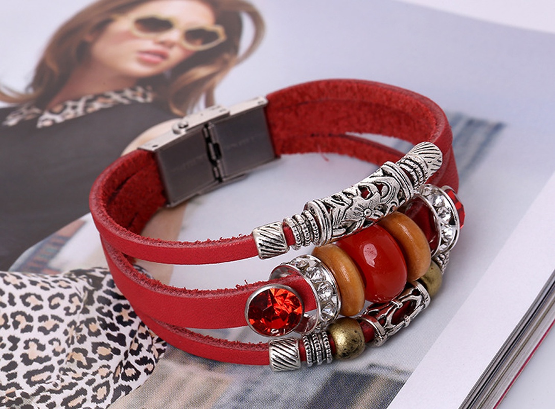 Alloy Fashion Geometric bracelet  red NHPK1301red